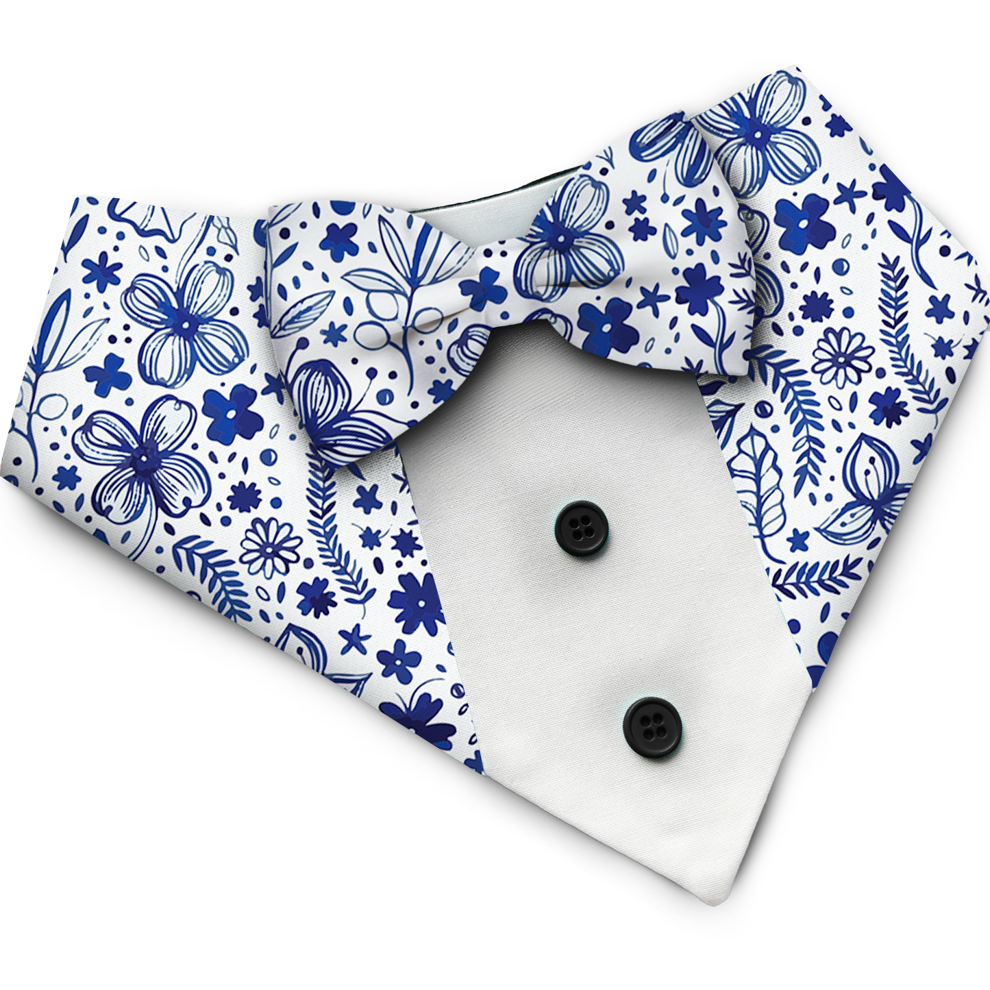 PawsIndia Santorini Pattern Tuxedo Bandana With Matching Bow For Pets