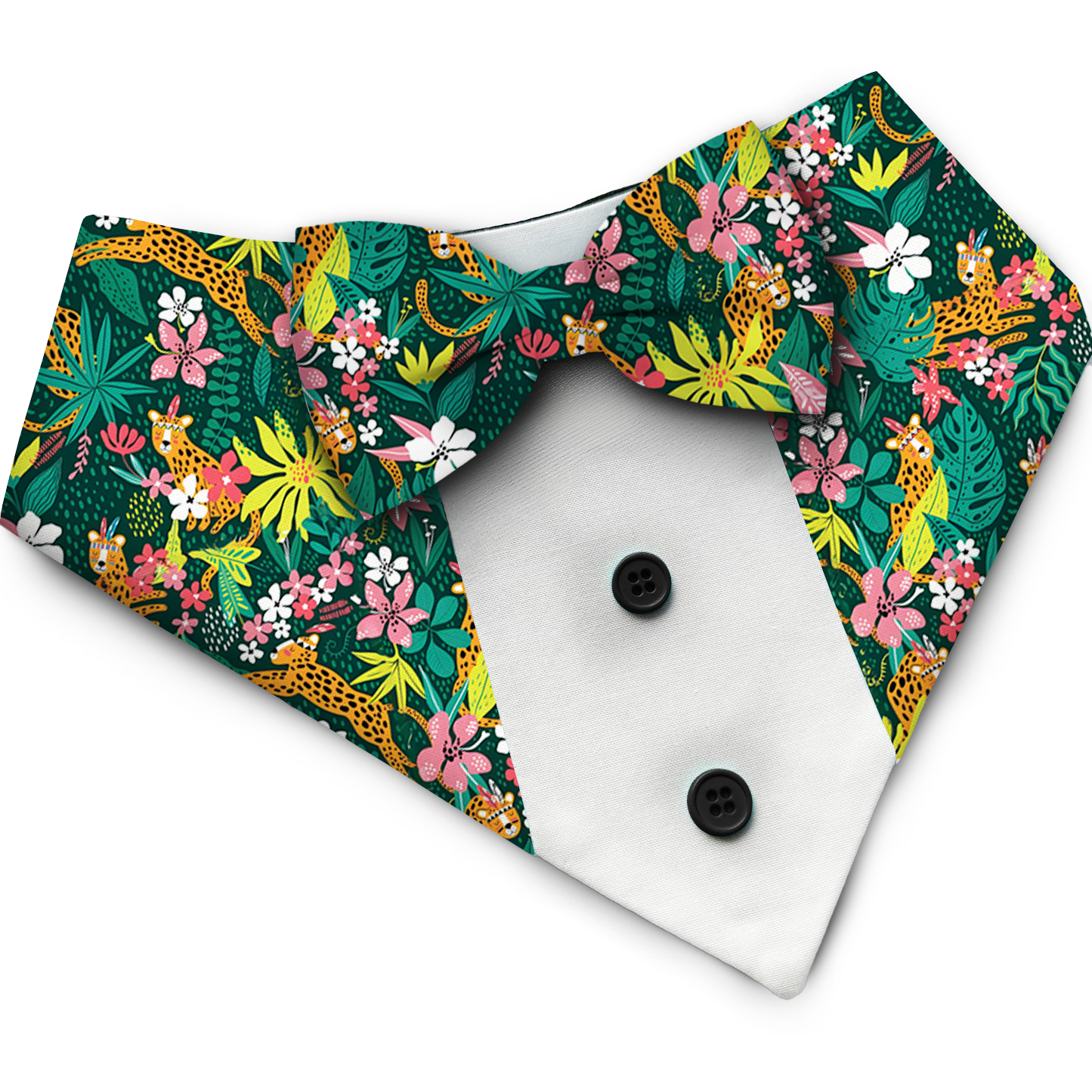 PawsIndia Jungle Pattern Tuxedo Bandana With Matching Bow For Pets