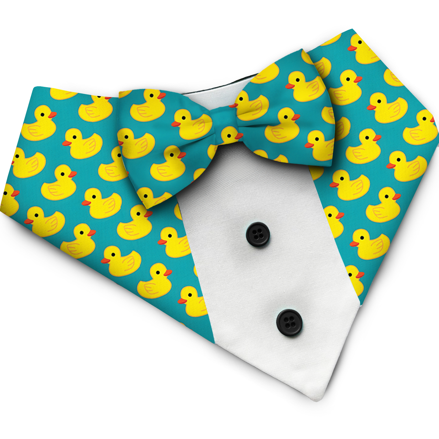 PawsIndia Duck Pattern Tuxedo Bandana With Matching Bow For Pets