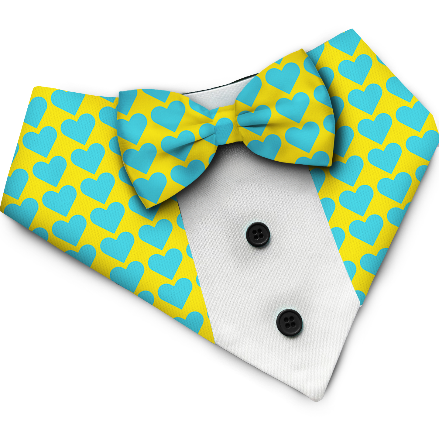 PawsIndia Heart Pattern Tuxedo Bandana With Matching Bow For Pets