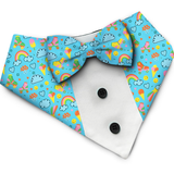 PawsIndia Rainbow Vibes Pattern Tuxedo Bandana With Matching Bow For Pets