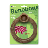 Benebone Ring Bone Durable Dog Chew Toy for Aggressive Chewers, Real Bacon