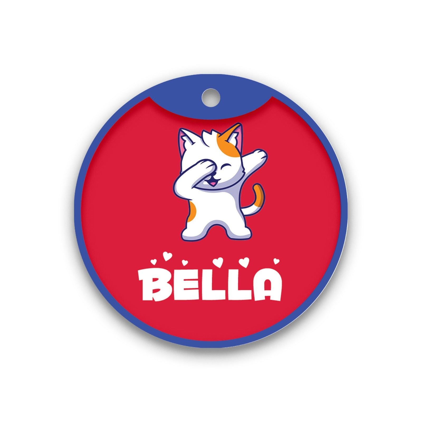 Customized Cat Id Tags - Cute Cat Dabbing Cartoon