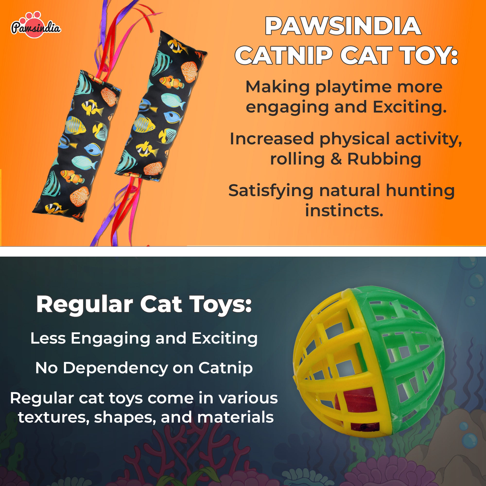 Pawsindia Catnip Aromatherapy Toy with Ribbons- Black