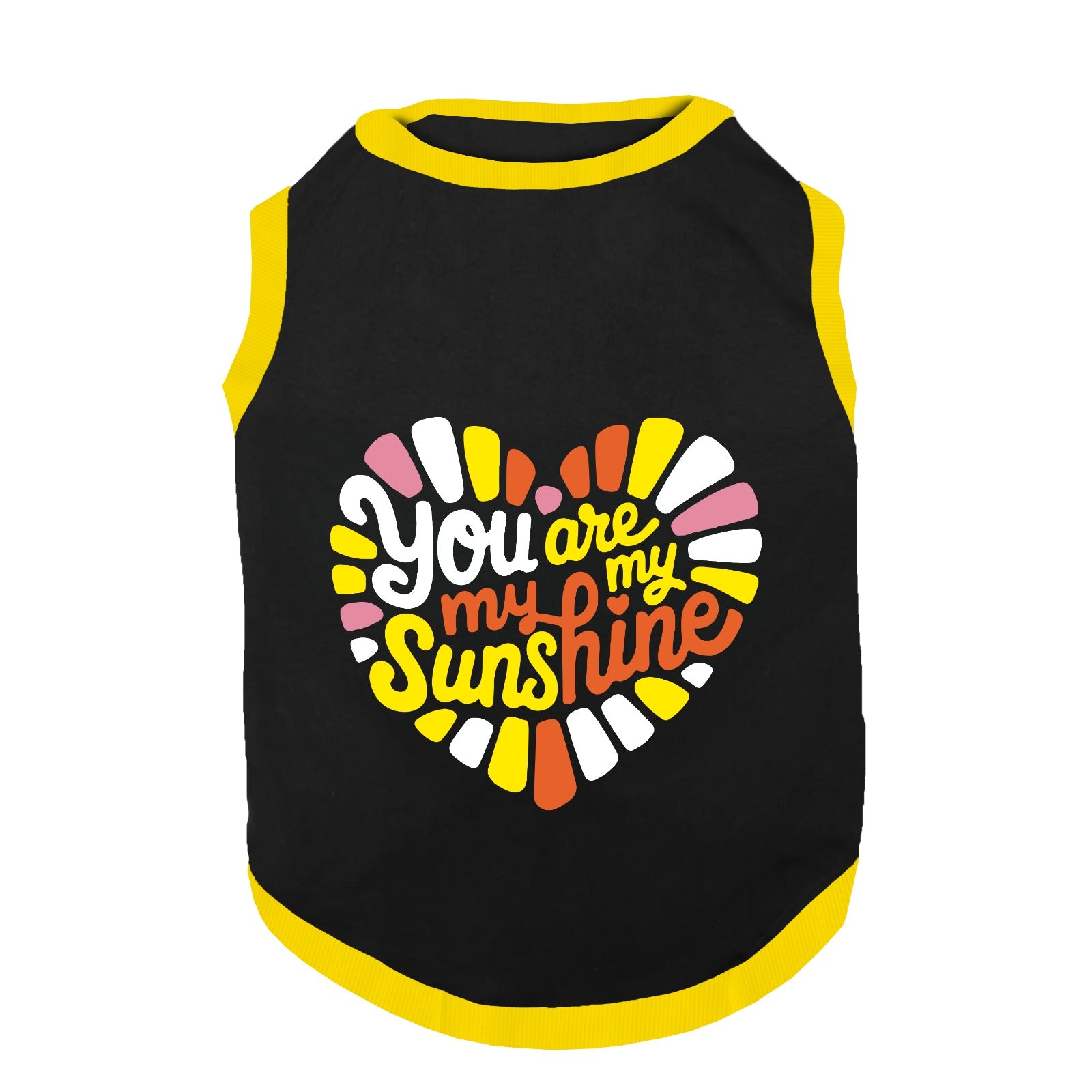 PawsIndia Ribbed Sleeves Printed Dog T-Shirt - You Are My Sunshine