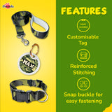Pawsindia Army Collar, Leash and Customized Name Tag Combo