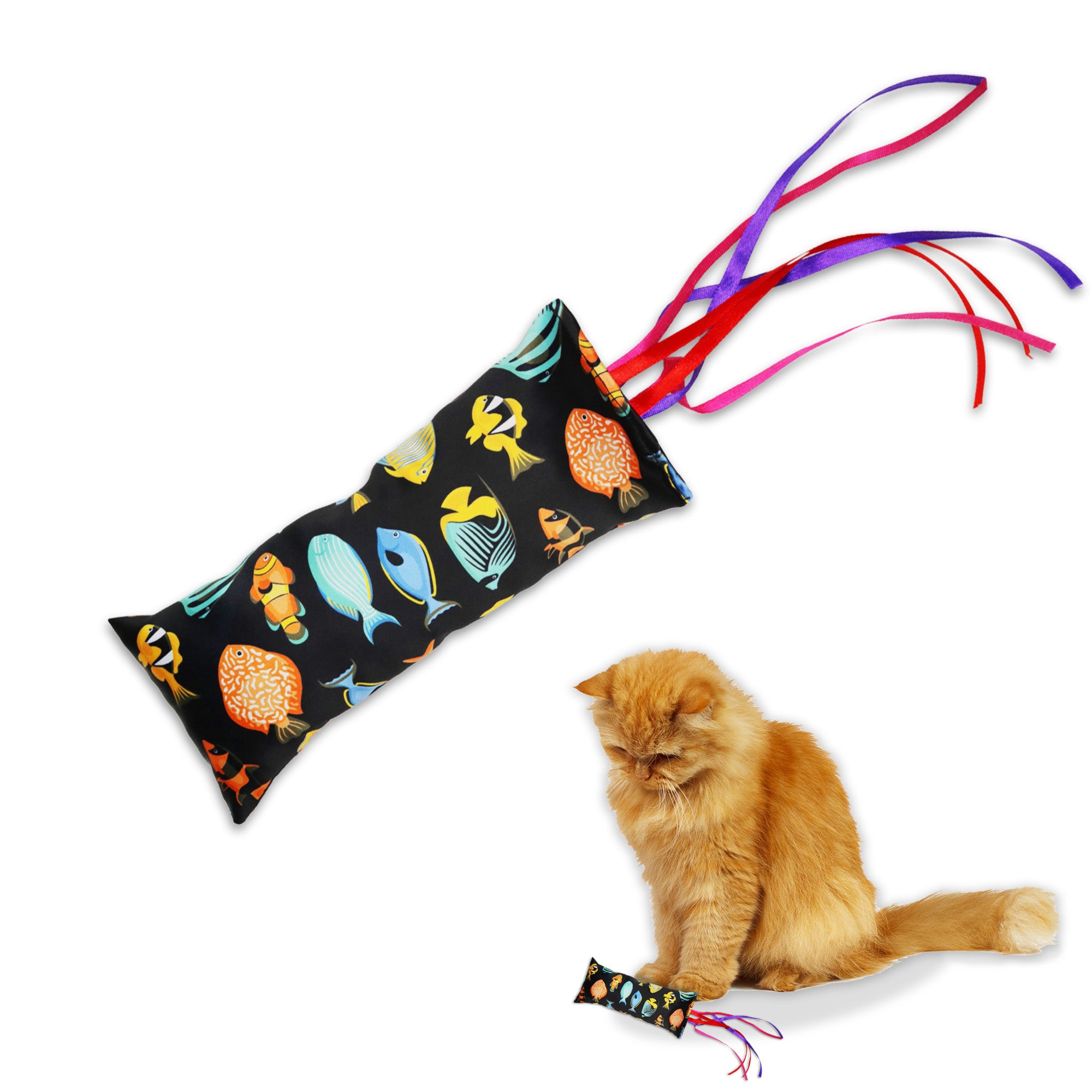 Pawsindia Catnip Aromatherapy Toy with Ribbons- Black
