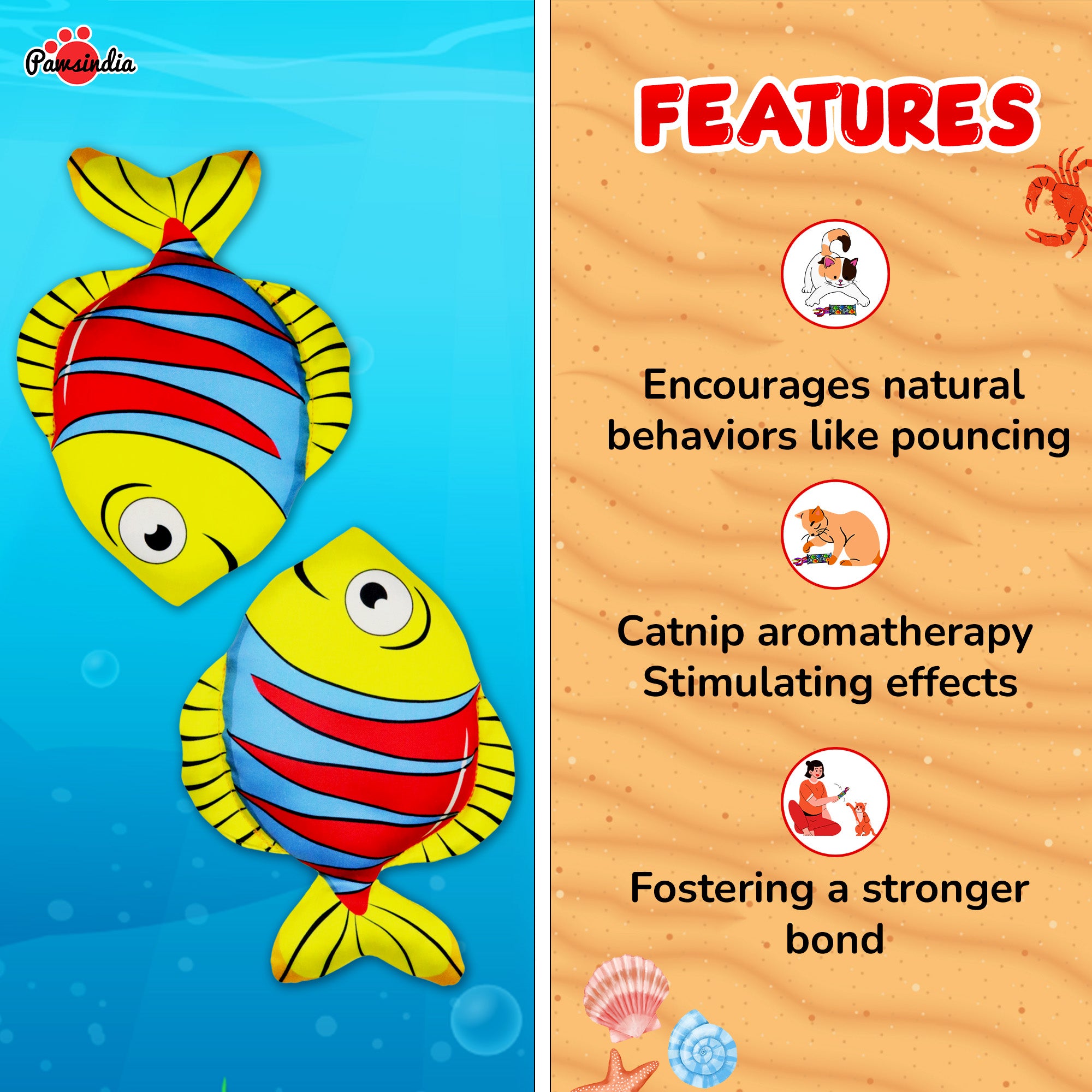 Pawsindia Catnip Aromatherapy Fish Toy