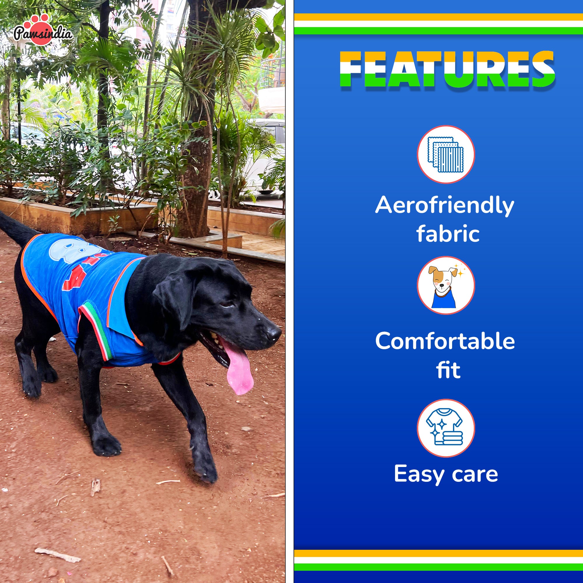 Pawsindia Dog Indian Cricket Jersey Round Neck