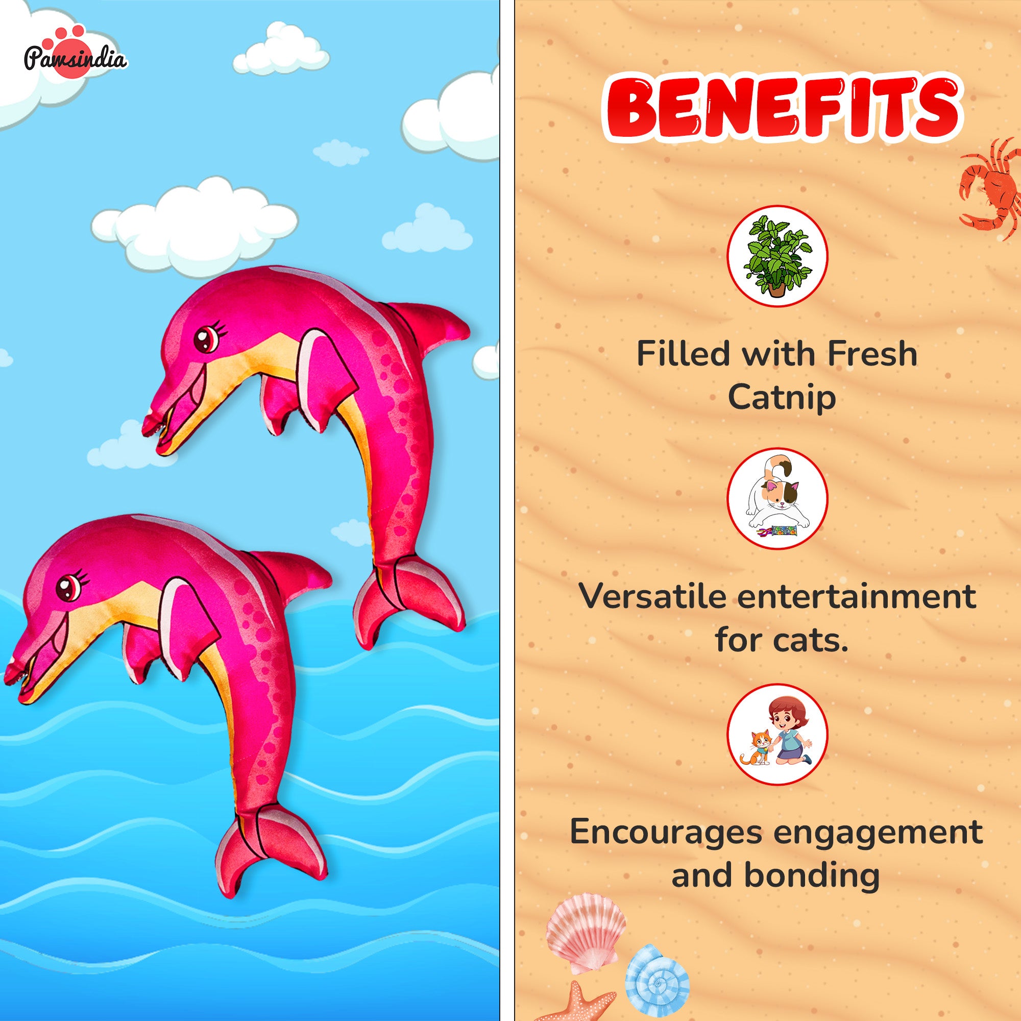Pawsindia Catnip Aromatherapy Dolphin Toy