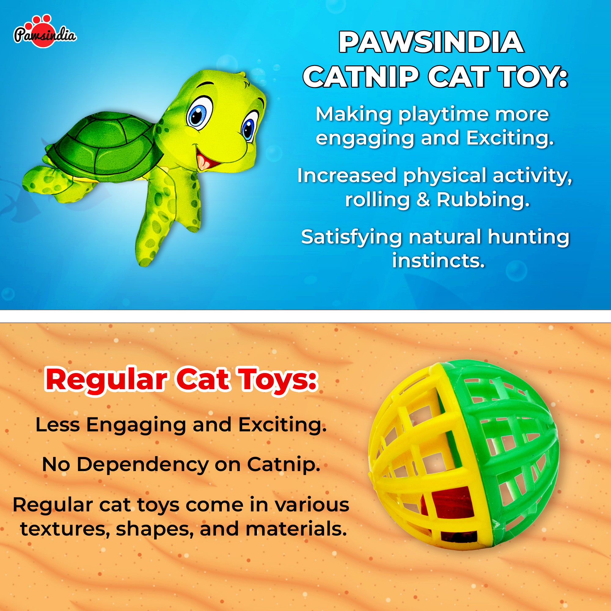 Pawsindia Catnip Aromatherapy Turtle Toy