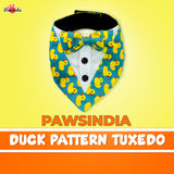 PawsIndia Duck Pattern Tuxedo Bandana With Matching Bow For Pets