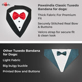 PawsIndia Black & White Tuxedo Bandana With Red Bow For Pets