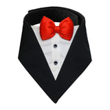 PawsIndia Black & White Tuxedo Bandana With Red Bow For Pets