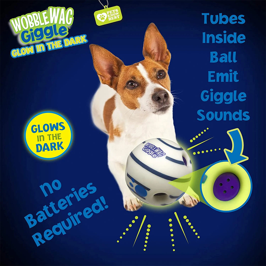 Wobble Wag Giggle ball Interactive Dog Toy - Glow in the Dark