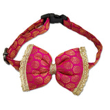 Pawsindia Traditional Royal Brocade Bow Tie - Pink