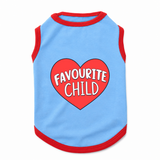 PawsIndia Contrast Ribbed T-shirt For Pets – Favourite Child | With Red Rib