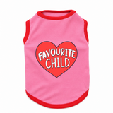 PawsIndia Contrast Ribbed T-shirt For Pets – Favourite Child | With Red Rib