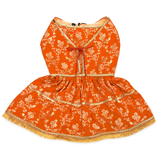 PawsIndia Traditional Royal Zari Dress For Cats - Orange