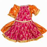 PawsIndia Traditional Heavy Brocade Zari Saree for Cats – Orange & Pink