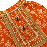 Pawsindia Traditional  Royal Zari Kurta For Cats - Orange
