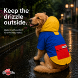 Pawsindia Dog Hooded 360° Raincoat - Navy Blue & Yellow