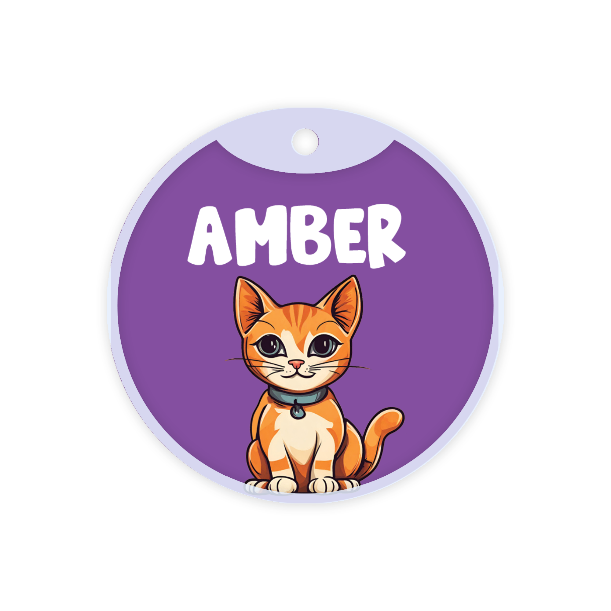Customized Cat Id Tags Orange Indie Standard Purple
