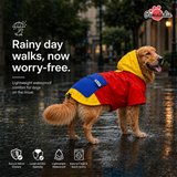 Pawsindia Dog Hooded 360° Raincoat - Red & Yellow