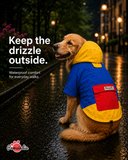Pawsindia Dog Hooded 360° Raincoat - Navy Blue & Yellow