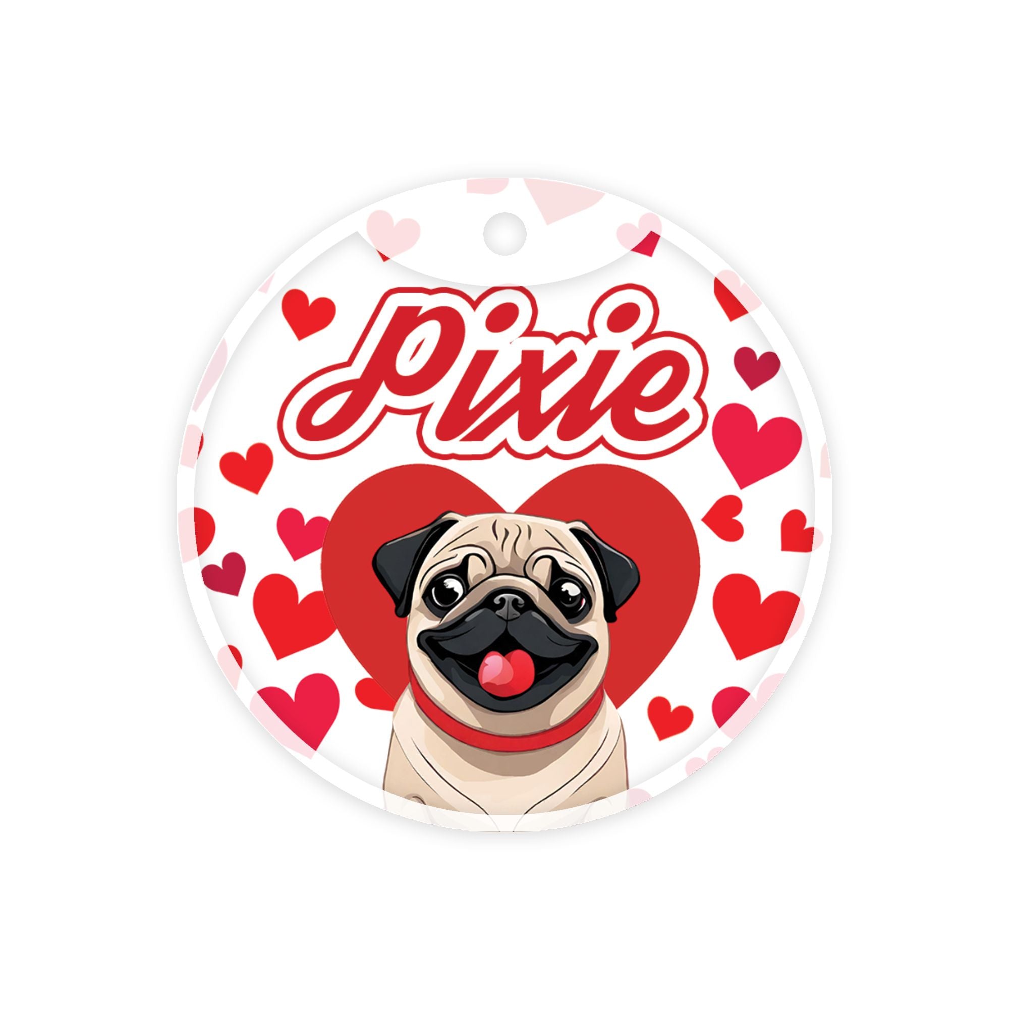 Customized Dog Id Tag - Pug ?> Love Edition