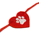 Pawsindia X A Little Extra - Paw Heart Handmade Beaded Rakhi - Red