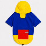 Pawsindia Dog Hooded 360° Raincoat - Navy Blue & Yellow