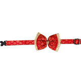 Pawsindia Traditional Royal Brocade Bow Tie - Red