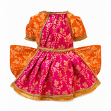 PawsIndia Traditional Heavy Brocade Zari Saree for Cats – Orange & Pink