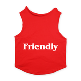 PawsIndia Sleeveless Printed Dog T-Shirt - Friendly