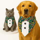 PawsIndia Jungle Pattern Tuxedo Bandana With Matching Bow For Pets