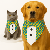 PawsIndia Duck Pattern Tuxedo Bandana With Matching Bow For Pets