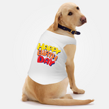 PawsIndia Sleeveless Printed Dog T-Shirt - Happy Birthday