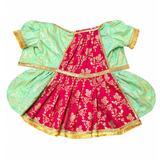 PawsIndia Traditional Heavy Brocade Zari Saree for Dogs – Ice Blue & Pink