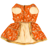 PawsIndia Traditional Royal Zari Dress For Dogs - Orange