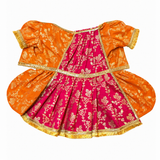 PawsIndia Traditional Heavy Brocade Zari Saree for Cats – Orange & Pink