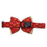 Pawsindia Traditional Royal Brocade Bow Tie - Red
