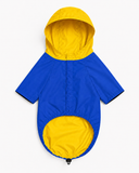 Pawsindia Dog Hooded 360° Raincoat - Navy Blue & Yellow