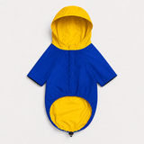 Pawsindia Dog Hooded 360° Raincoat - Navy Blue & Yellow