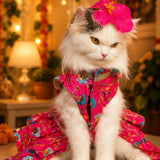 PawsIndia Traditional Rose Pink Princess Dress for Cats - Limited Edition