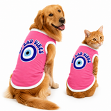 PawsIndia Contrast Ribbed T-shirt For Pets – No Bad Vibes | With White Rib