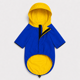 Pawsindia Dog Hooded 360° Raincoat - Navy Blue & Yellow