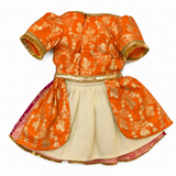 PawsIndia Traditional Heavy Brocade Zari Saree for Dogs – Orange & Pink