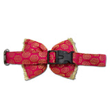 Pawsindia Traditional Royal Brocade Bow Tie - Pink