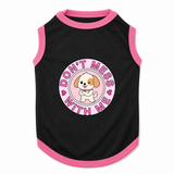PawsIndia Contrast Ribbed T-shirt For Pets – Don't Mess With Me | With Pink Rib